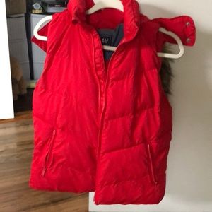 Red puffer vest